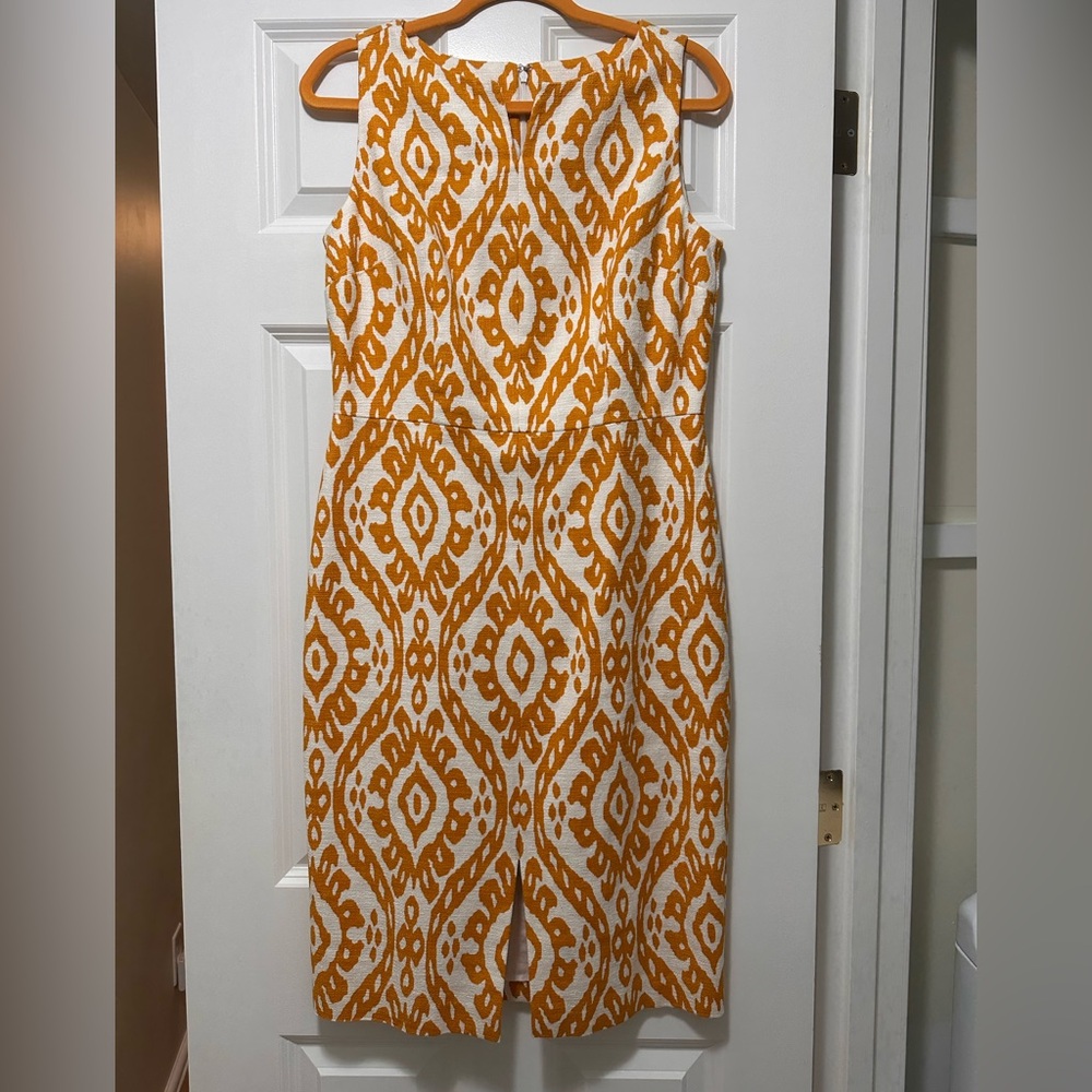 Ann Taylor Mustard & White Midi Dress